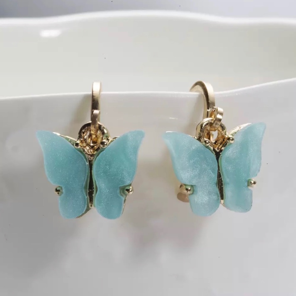 blue and gold butterfly earrings